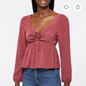Elegant Dusty Rose Long Sleeve Blouse